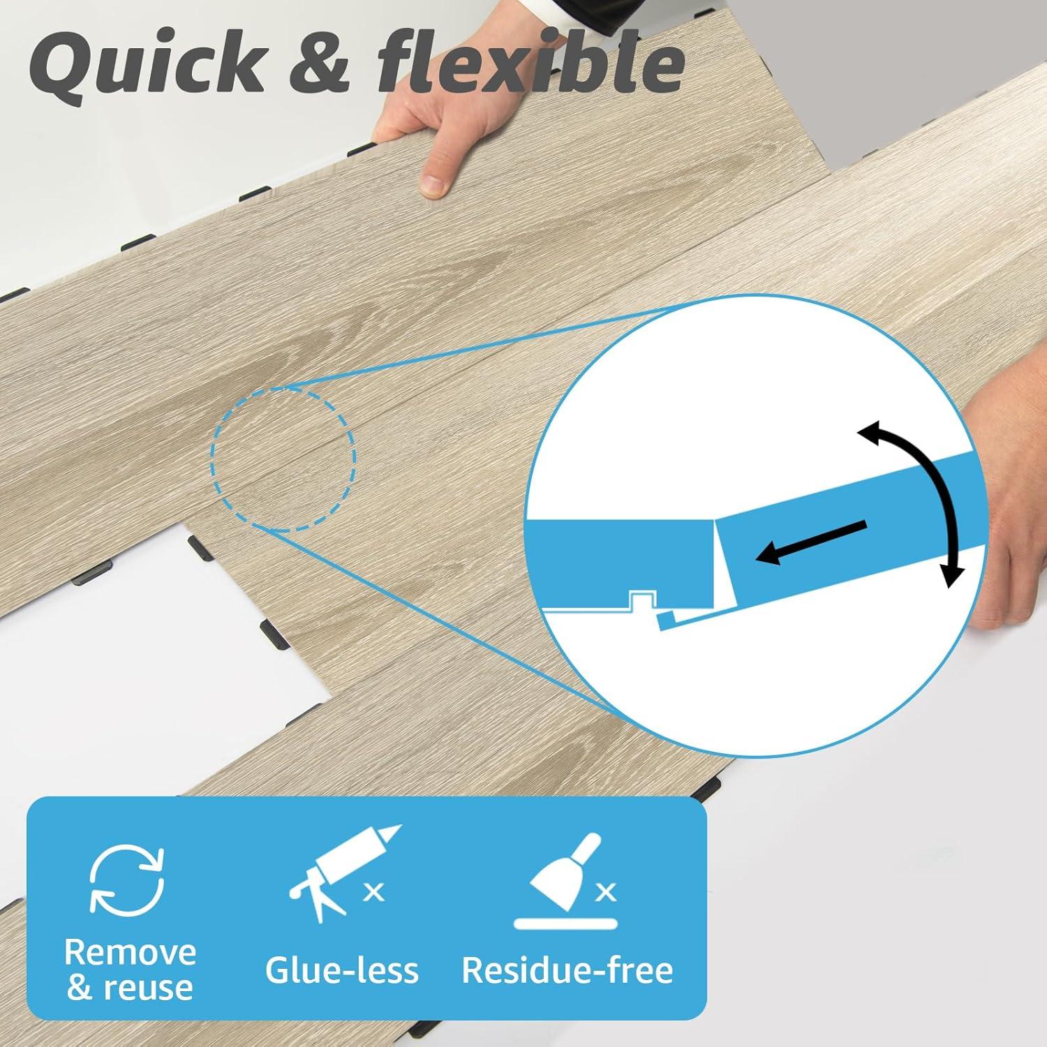 imageArt3d Interlocking Luxury Wood Flooring Tile Wood Floor Plank for Kitchen Bathroom  Waterproof AntiSlip WearResistant Reusable 8Pack Sample 6 x 6 inchBali Teak