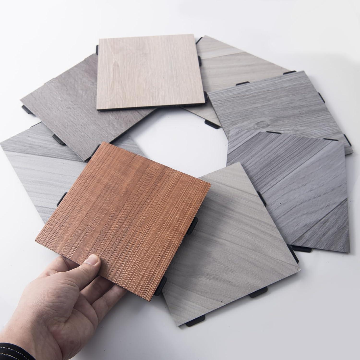 imageArt3d Interlocking Luxury Wood Flooring Tile Wood Floor Plank for Kitchen Bathroom  Waterproof AntiSlip WearResistant Reusable 8Pack Sample 6 x 6 inchMulticolor