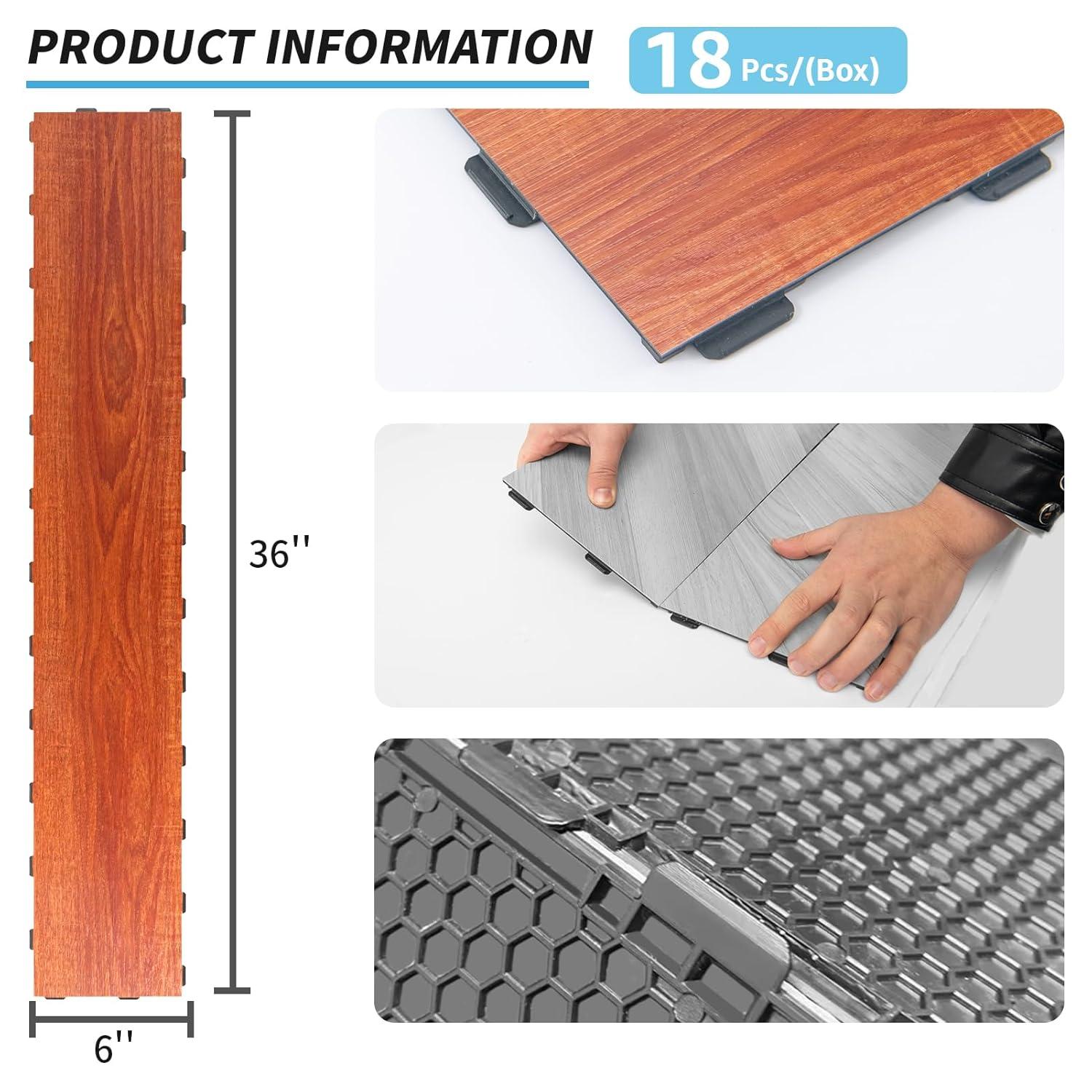 imageArt3d Interlocking Luxury Wood Flooring Tile Wood Floor Plank for Kitchen Bathroom  Waterproof AntiSlip WearResistant Reusable 8Pack Sample 6 x 6 inchProvence Pine