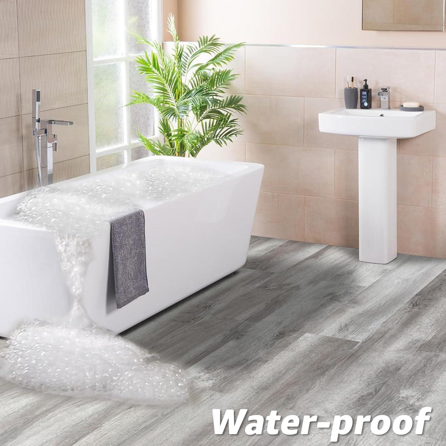 imageArt3d Interlocking Luxury Wood Flooring Tile Wood Floor Plank for Kitchen Bathroom  Waterproof AntiSlip WearResistant Reusable 8Pack Sample 6 x 6 inchOslo Frost Maple