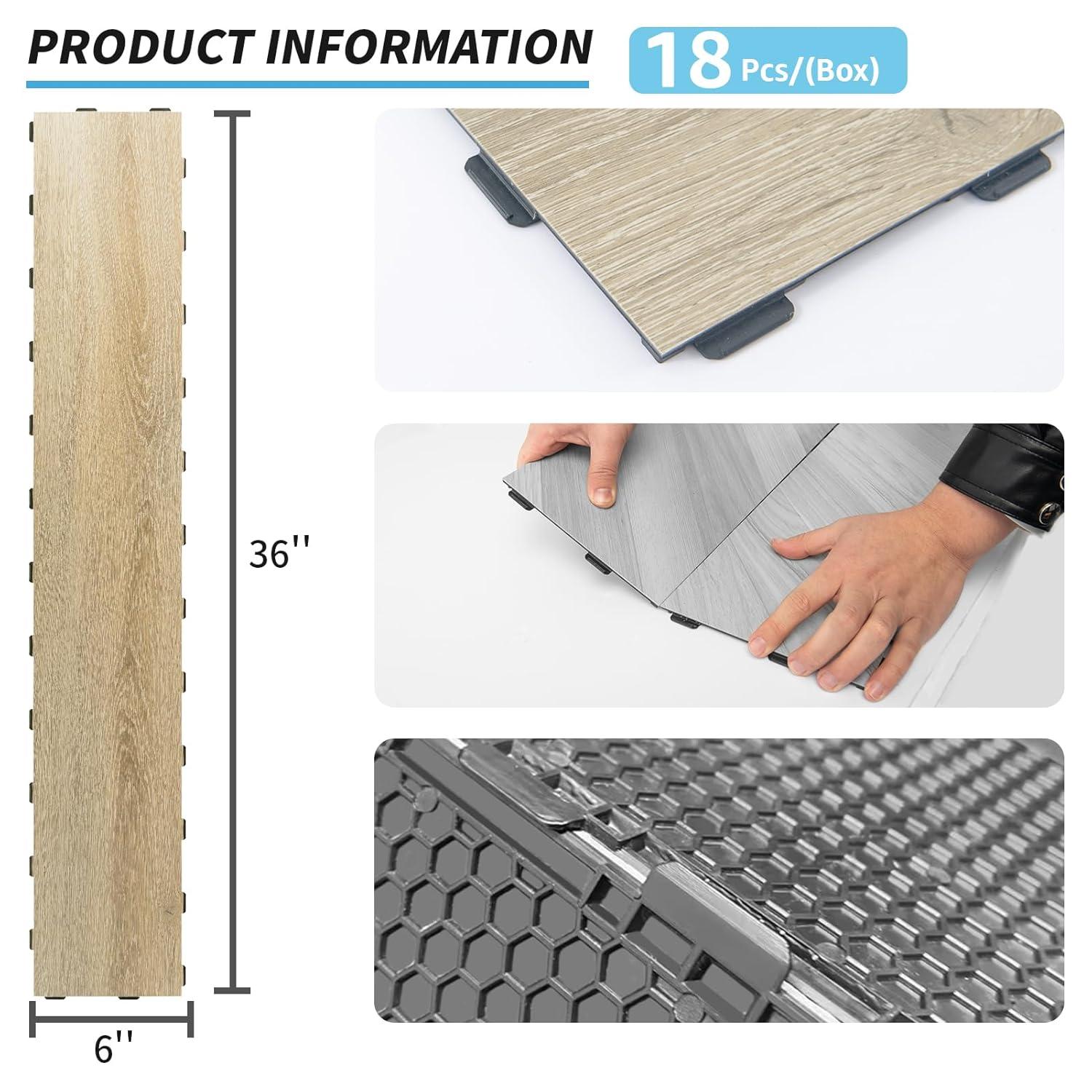 imageArt3d Interlocking Luxury Wood Flooring Tile Wood Floor Plank for Kitchen Bathroom  Waterproof AntiSlip WearResistant Reusable 8Pack Sample 6 x 6 inchBali Teak