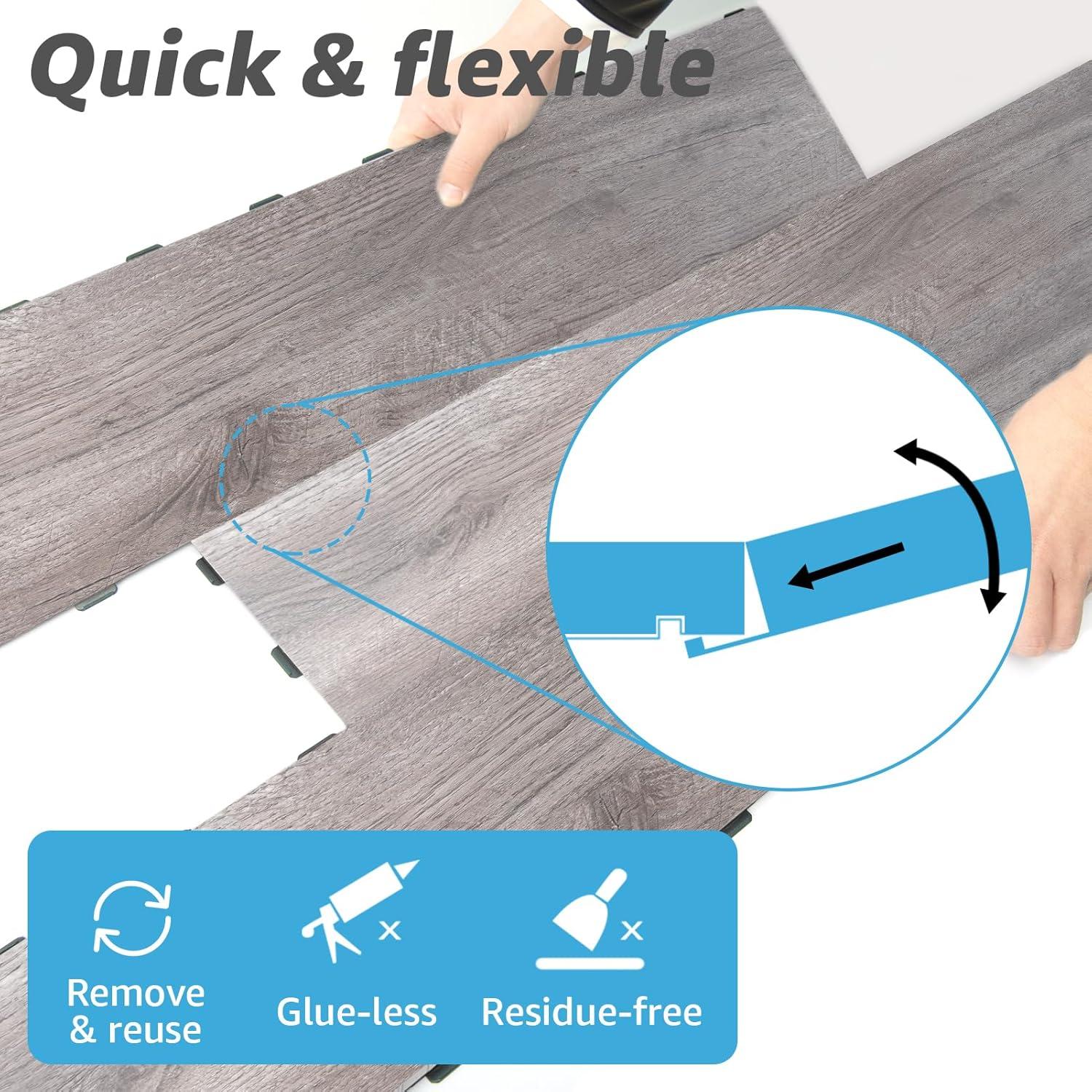 imageArt3d Interlocking Luxury Wood Flooring Tile Wood Floor Plank for Kitchen Bathroom  Waterproof AntiSlip WearResistant Reusable 8Pack Sample 6 x 6 inchOslo Frost Maple