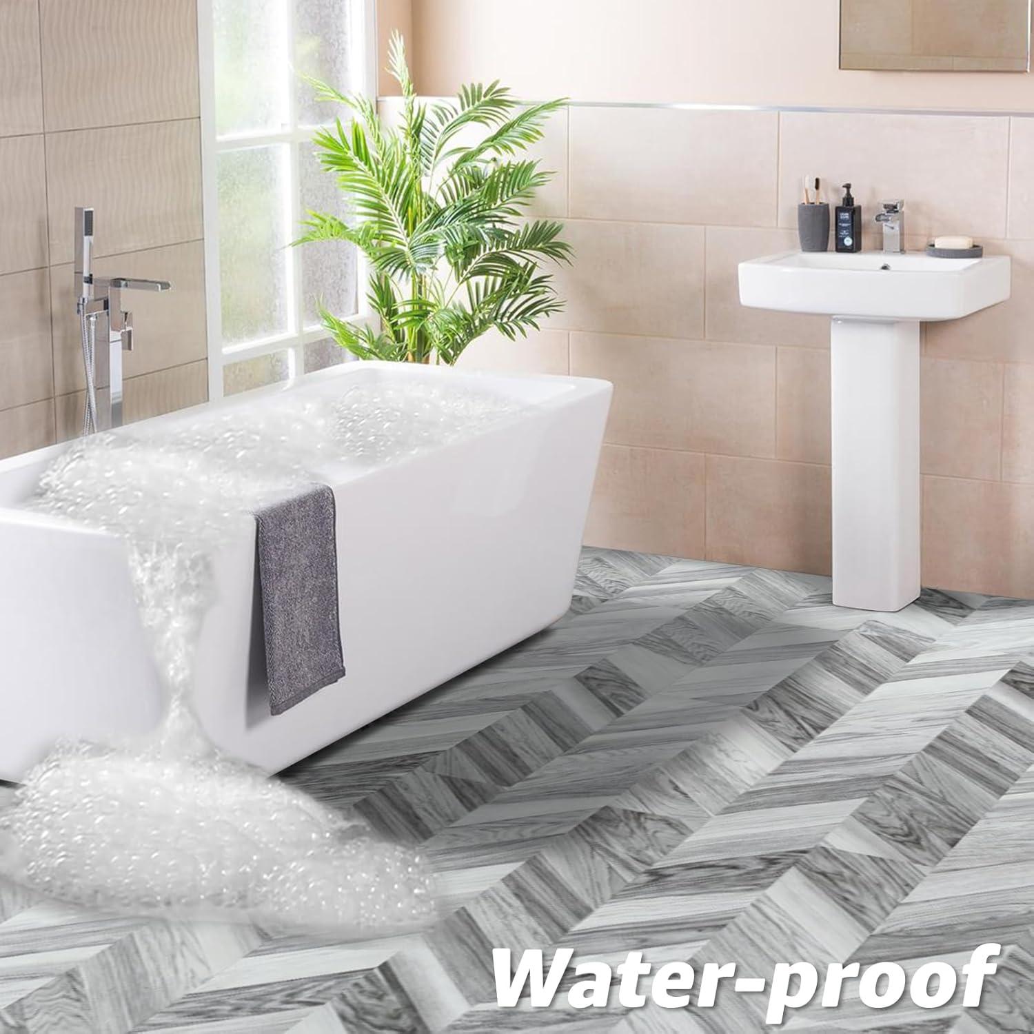 imageArt3d Interlocking Luxury Wood Flooring Tile Wood Floor Plank for Kitchen Bathroom  Waterproof AntiSlip WearResistant Reusable 8Pack Sample 6 x 6 inchDawn Ash