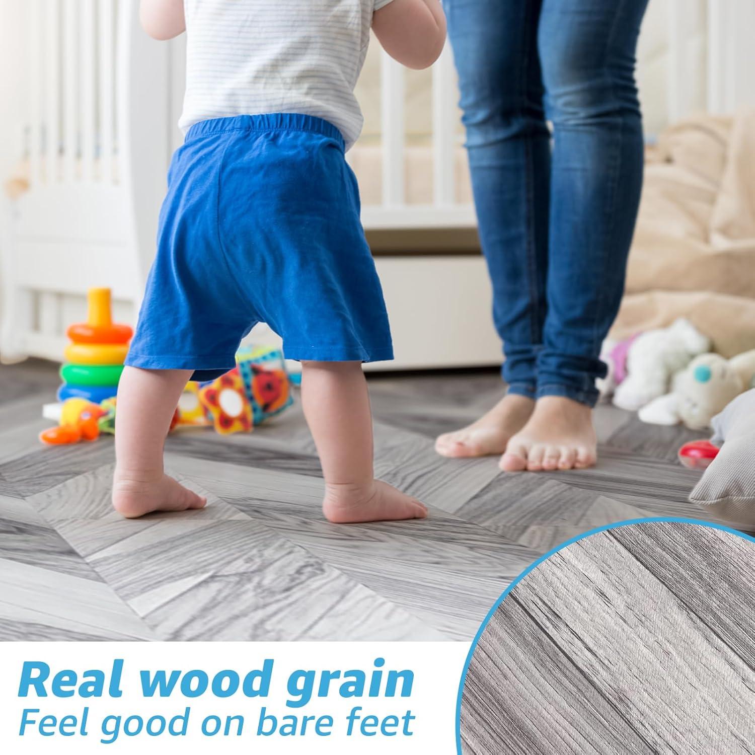 imageArt3d Interlocking Luxury Wood Flooring Tile Wood Floor Plank for Kitchen Bathroom  Waterproof AntiSlip WearResistant Reusable 8Pack Sample 6 x 6 inchDawn Ash