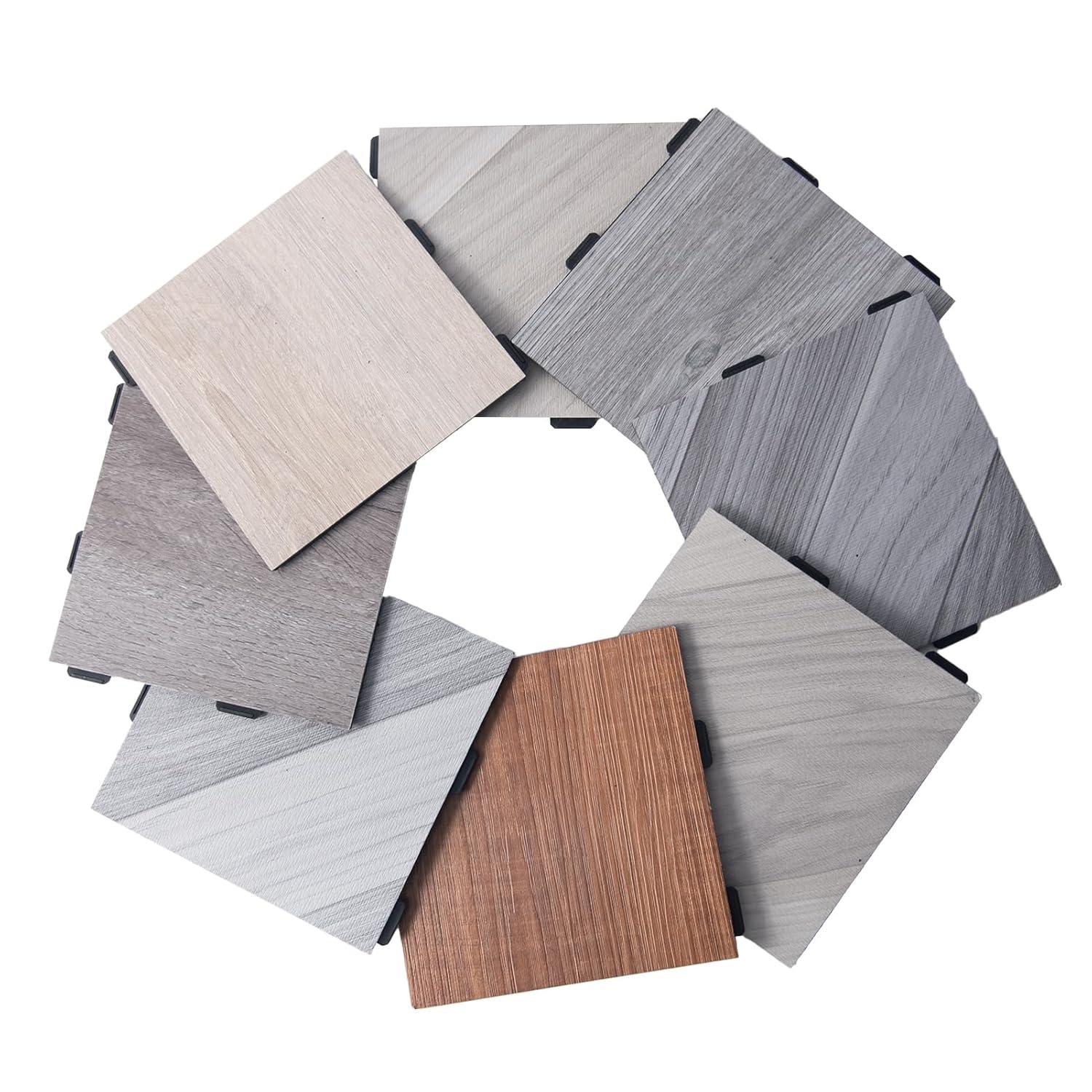 imageArt3d Interlocking Luxury Wood Flooring Tile Wood Floor Plank for Kitchen Bathroom  Waterproof AntiSlip WearResistant Reusable 8Pack Sample 6 x 6 inchMulticolor