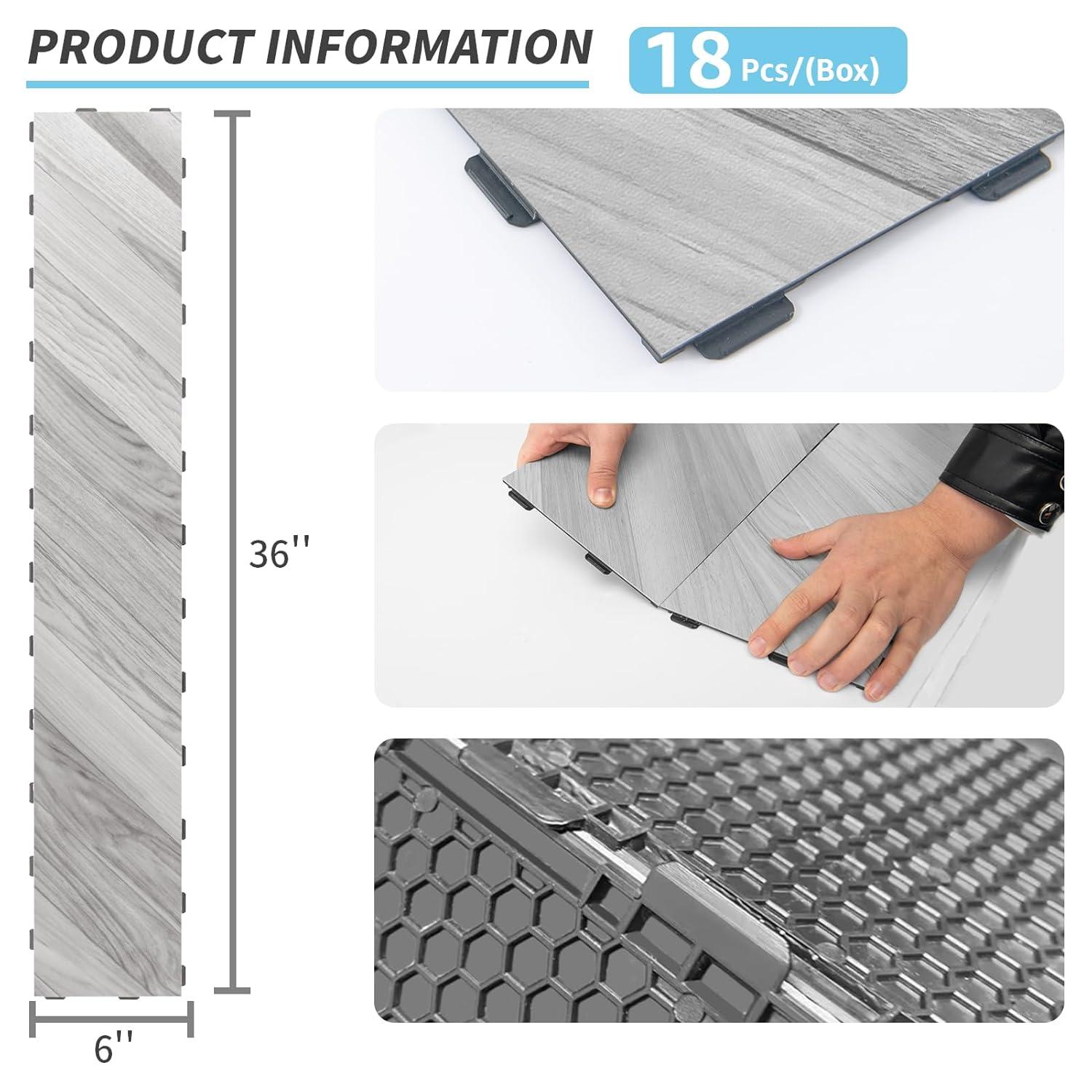 imageArt3d Interlocking Luxury Wood Flooring Tile Wood Floor Plank for Kitchen Bathroom  Waterproof AntiSlip WearResistant Reusable 8Pack Sample 6 x 6 inchDawn Ash