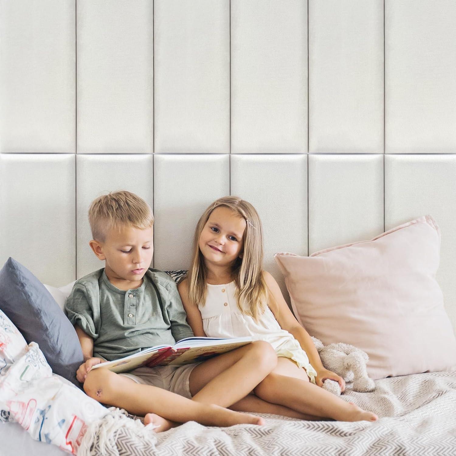 imageArt3d Peel and Stick Headboard for King Full and Queen in Velvet Smoky Gray Pack of 12 Panels Sized 984quot x 2362quot Soundproof Wall Panels 3D Upholstered Wall PanelVelvet Pearl