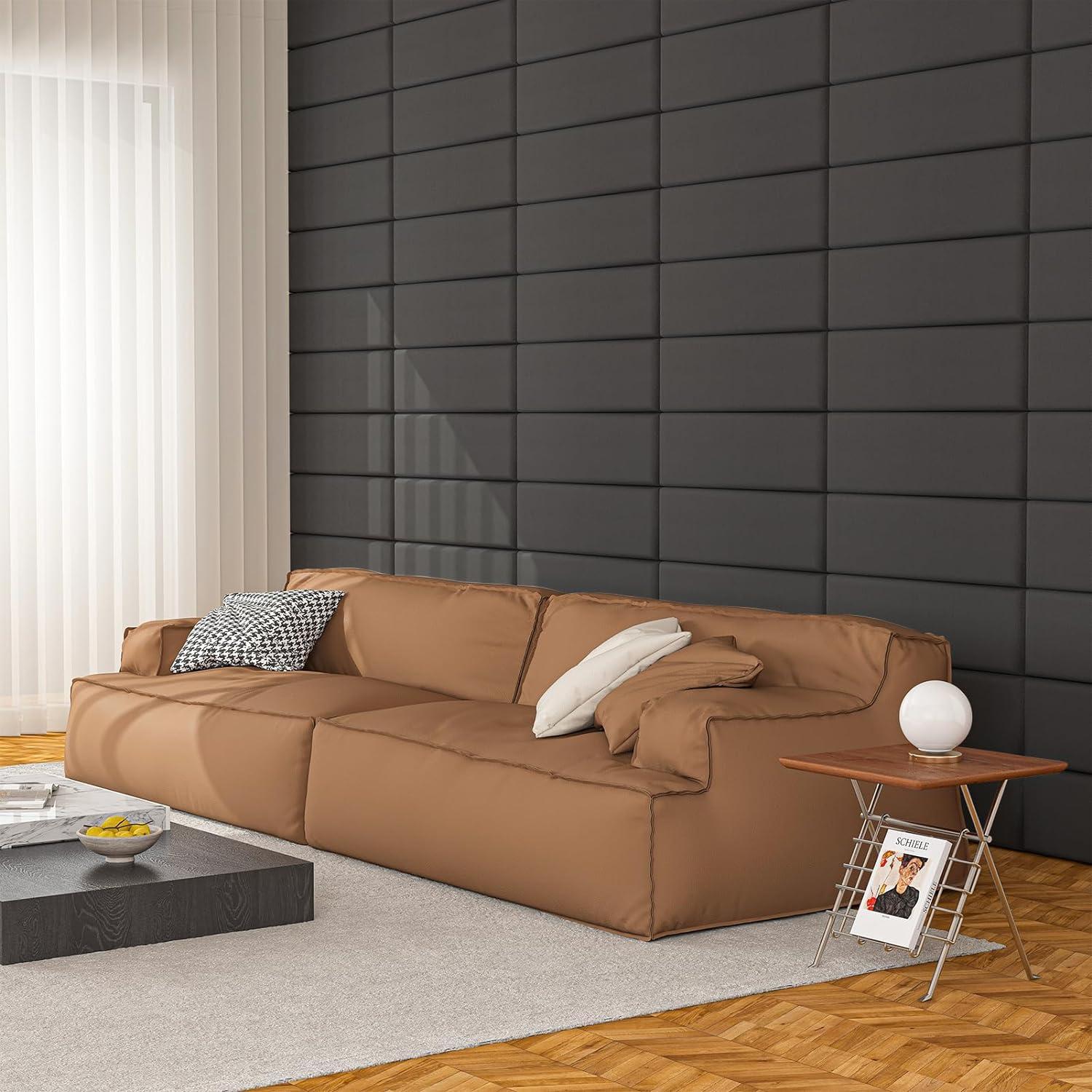 imageArt3d Peel and Stick Headboard for King Full and Queen in Velvet Smoky Gray Pack of 12 Panels Sized 984quot x 2362quot Soundproof Wall Panels 3D Upholstered Wall PanelVelvet Smoky Gray