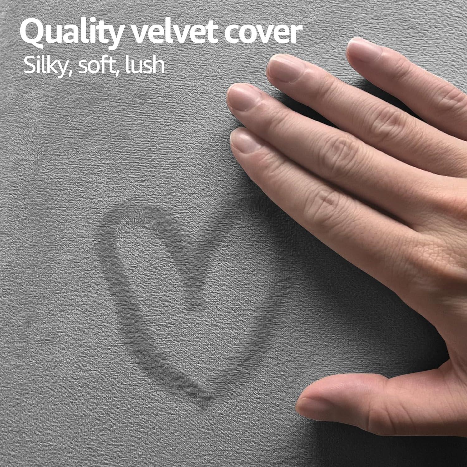 imageArt3d Peel and Stick Headboard for King Full and Queen in Velvet Smoky Gray Pack of 12 Panels Sized 984quot x 2362quot Soundproof Wall Panels 3D Upholstered Wall PanelVelvet Stone