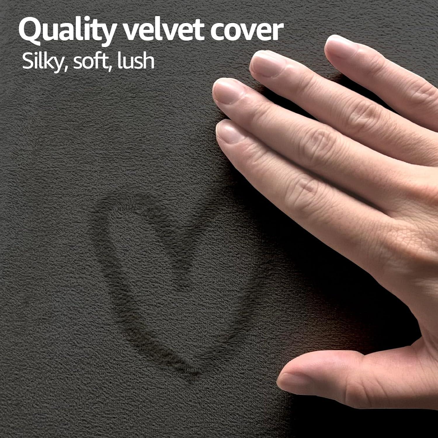 imageArt3d Peel and Stick Headboard for King Full and Queen in Velvet Smoky Gray Pack of 12 Panels Sized 984quot x 2362quot Soundproof Wall Panels 3D Upholstered Wall PanelVelvet Smoky Gray