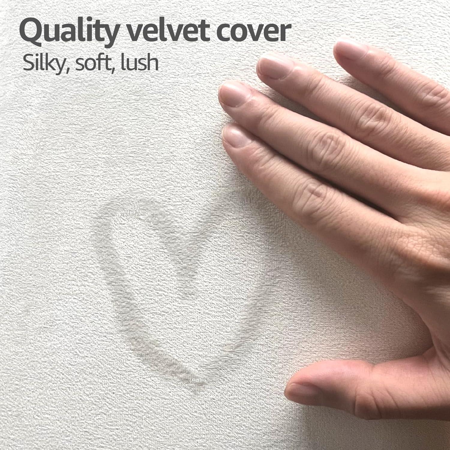 imageArt3d Peel and Stick Headboard for King Full and Queen in Velvet Smoky Gray Pack of 12 Panels Sized 984quot x 2362quot Soundproof Wall Panels 3D Upholstered Wall PanelVelvet Pearl