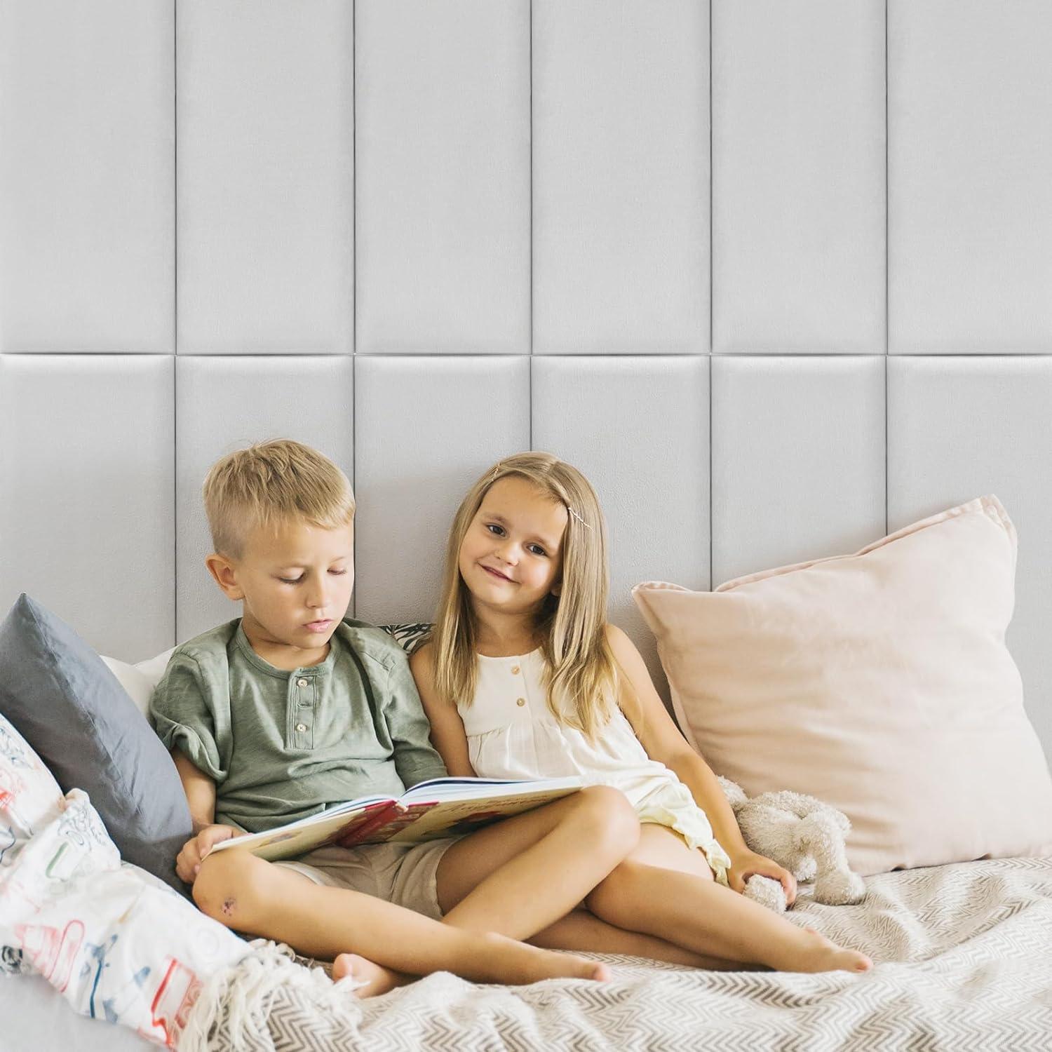 imageArt3d Peel and Stick Headboard for King Full and Queen in Velvet Smoky Gray Pack of 12 Panels Sized 984quot x 2362quot Soundproof Wall Panels 3D Upholstered Wall PanelVelvet Stone