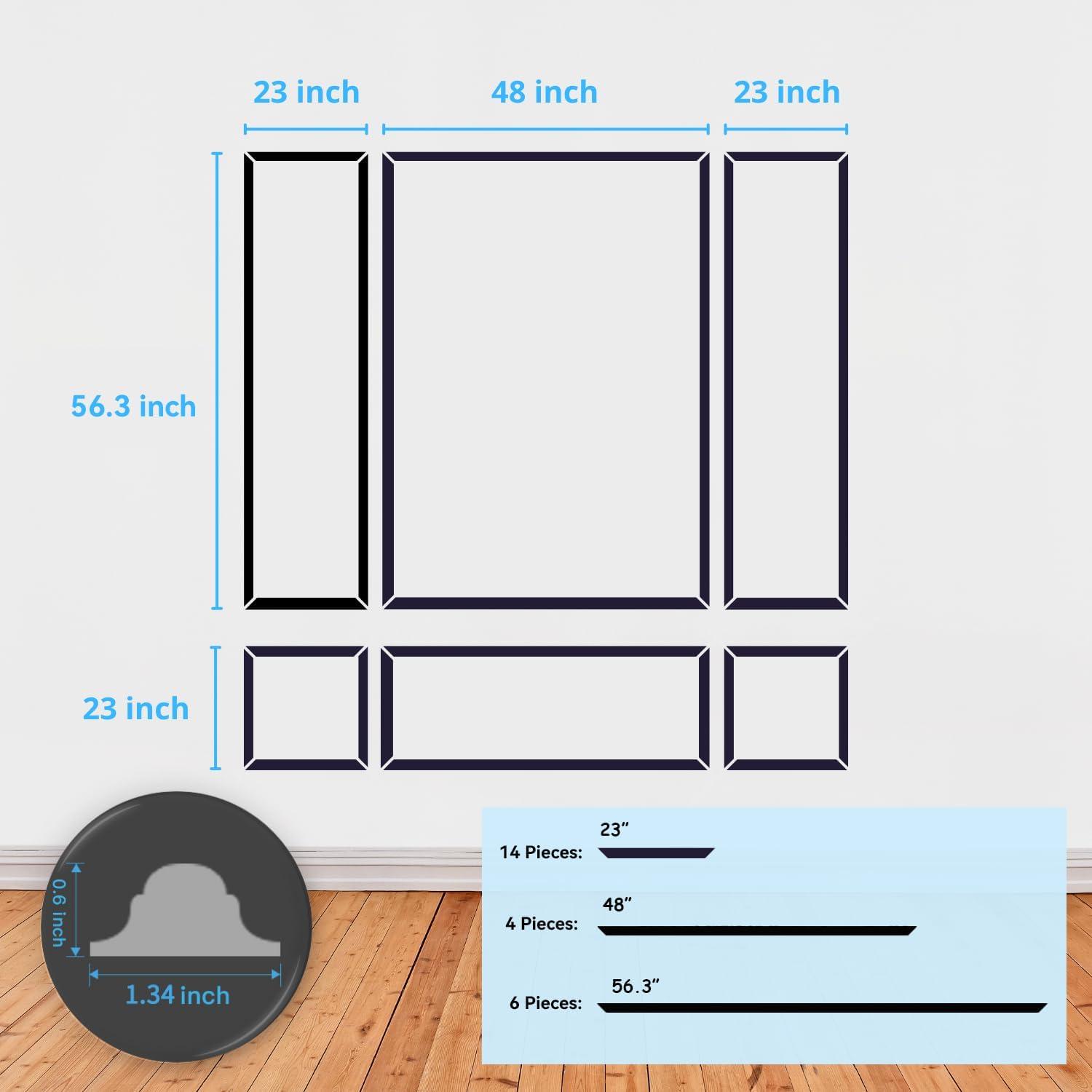 imageArt3d PreCut Wall Molding Kit Set of 6 Pcs 3 Top  3 Bottom Easy GlueOn Installation Wainscoting Panels for Indoor Decoration Living Room Bedroom Off WhiteSnow White