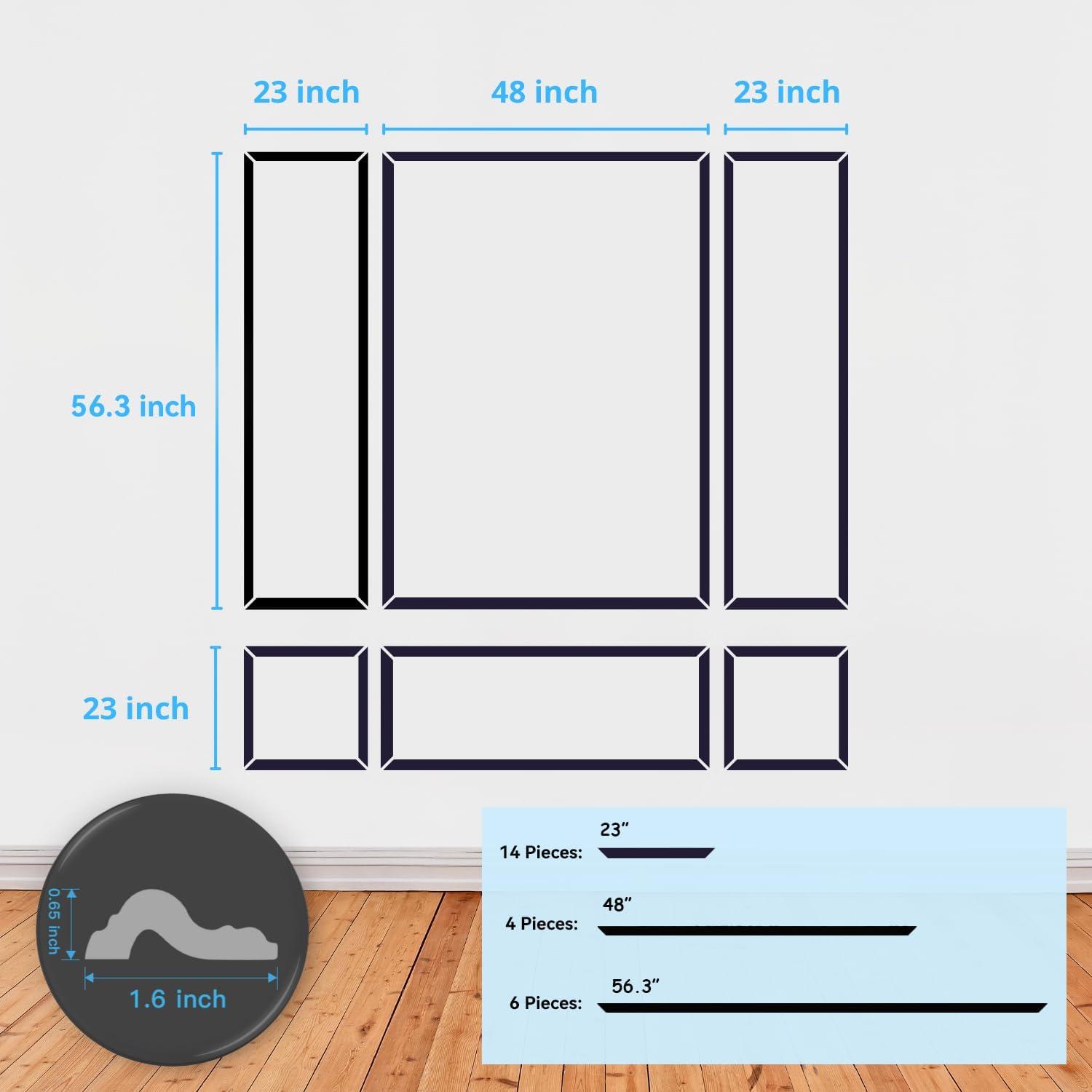 imageArt3d PreCut Wall Molding Kit Set of 6 Pcs 3 Top  3 Bottom Easy GlueOn Installation Wainscoting Panels for Indoor Decoration Living Room Bedroom Off WhiteOff White