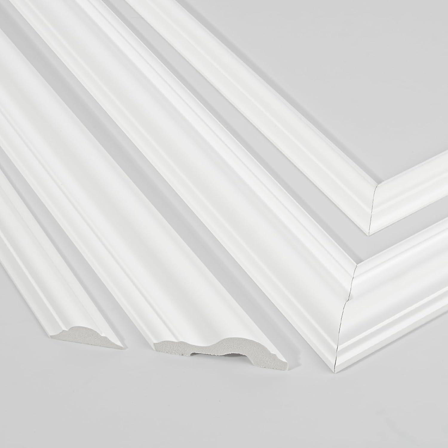 imageArt3d Premade Bilinear Frame Accent Molding Set PreCut Decorative Wainscoting Panel for Home Dcor ReadytoAssemble GlueOn Wall Trim for Living Room Bedroom Corridor 3 Whole Bilinear FrameWhite  Style 1