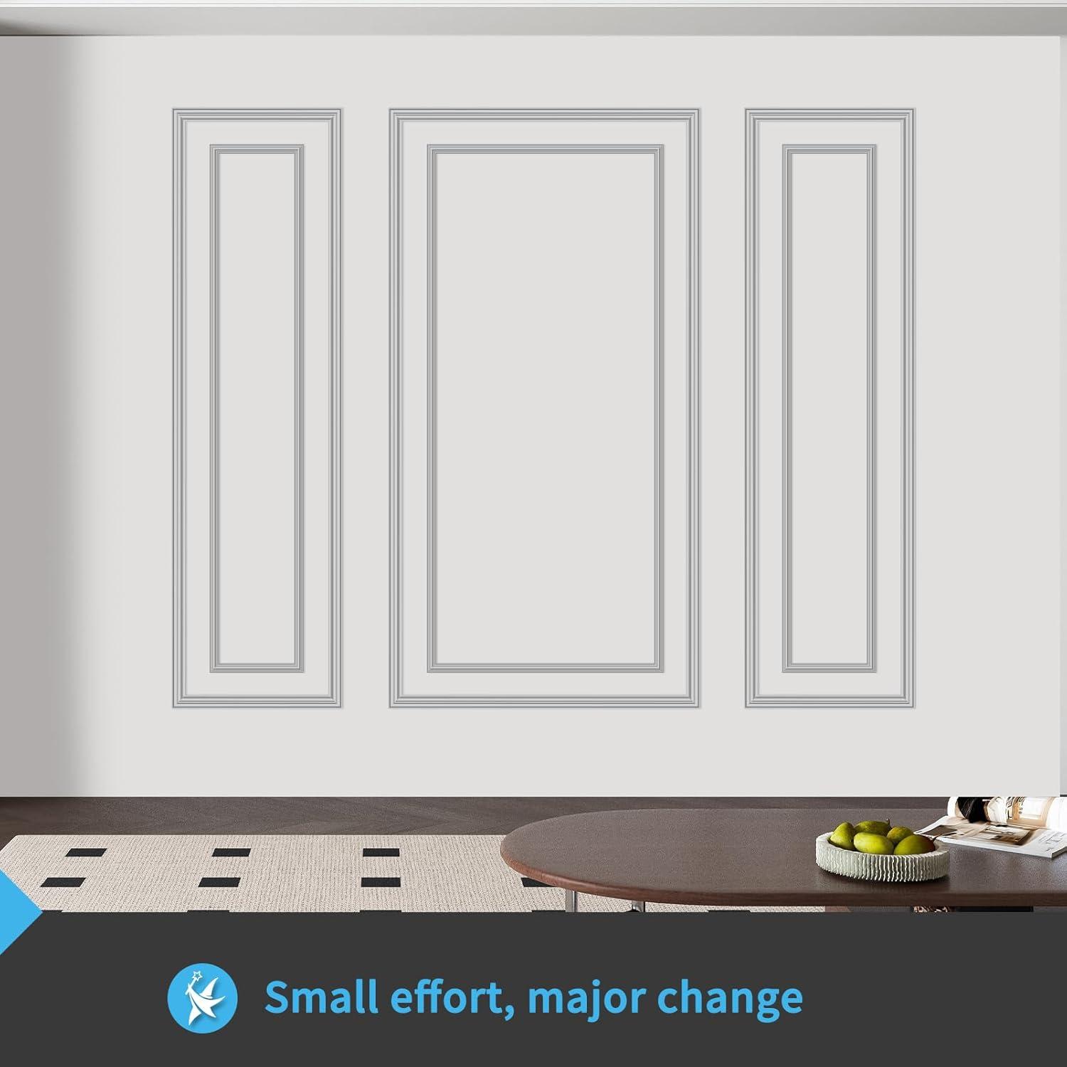 imageArt3d Premade Bilinear Frame Accent Molding Set PreCut Decorative Wainscoting Panel for Home Dcor ReadytoAssemble GlueOn Wall Trim for Living Room Bedroom Corridor 3 Whole Bilinear FrameWhite  Style 2