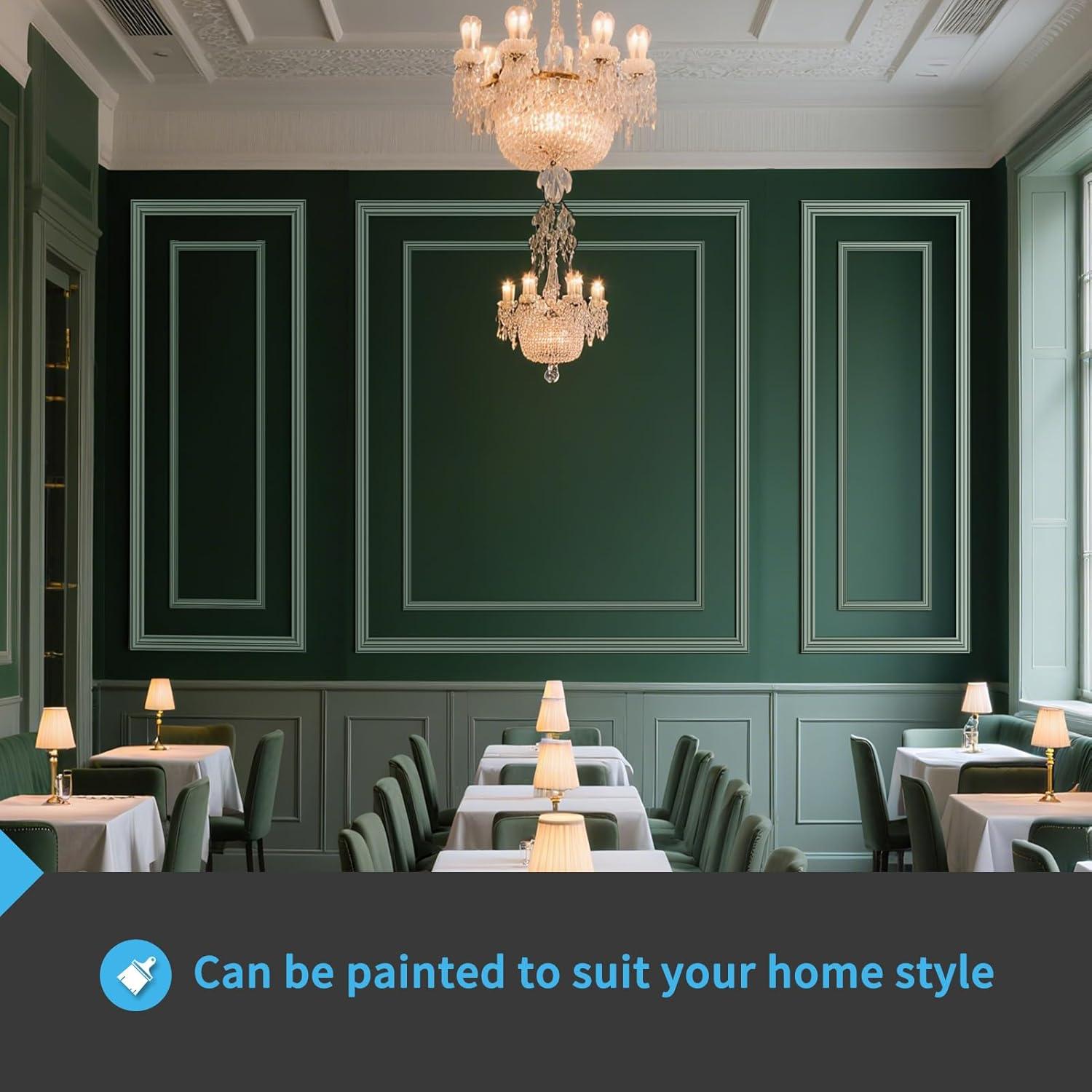 imageArt3d Premade Bilinear Frame Accent Molding Set PreCut Decorative Wainscoting Panel for Home Dcor ReadytoAssemble GlueOn Wall Trim for Living Room Bedroom Corridor 3 Whole Bilinear FrameWhite  Style 2