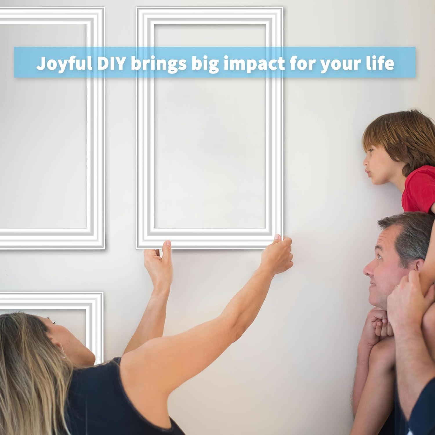 imageArt3d Premade Bilinear Frame Accent Molding Set PreCut Decorative Wainscoting Panel for Home Dcor ReadytoAssemble GlueOn Wall Trim for Living Room Bedroom Corridor 3 Whole Bilinear FrameWhite  Style 1