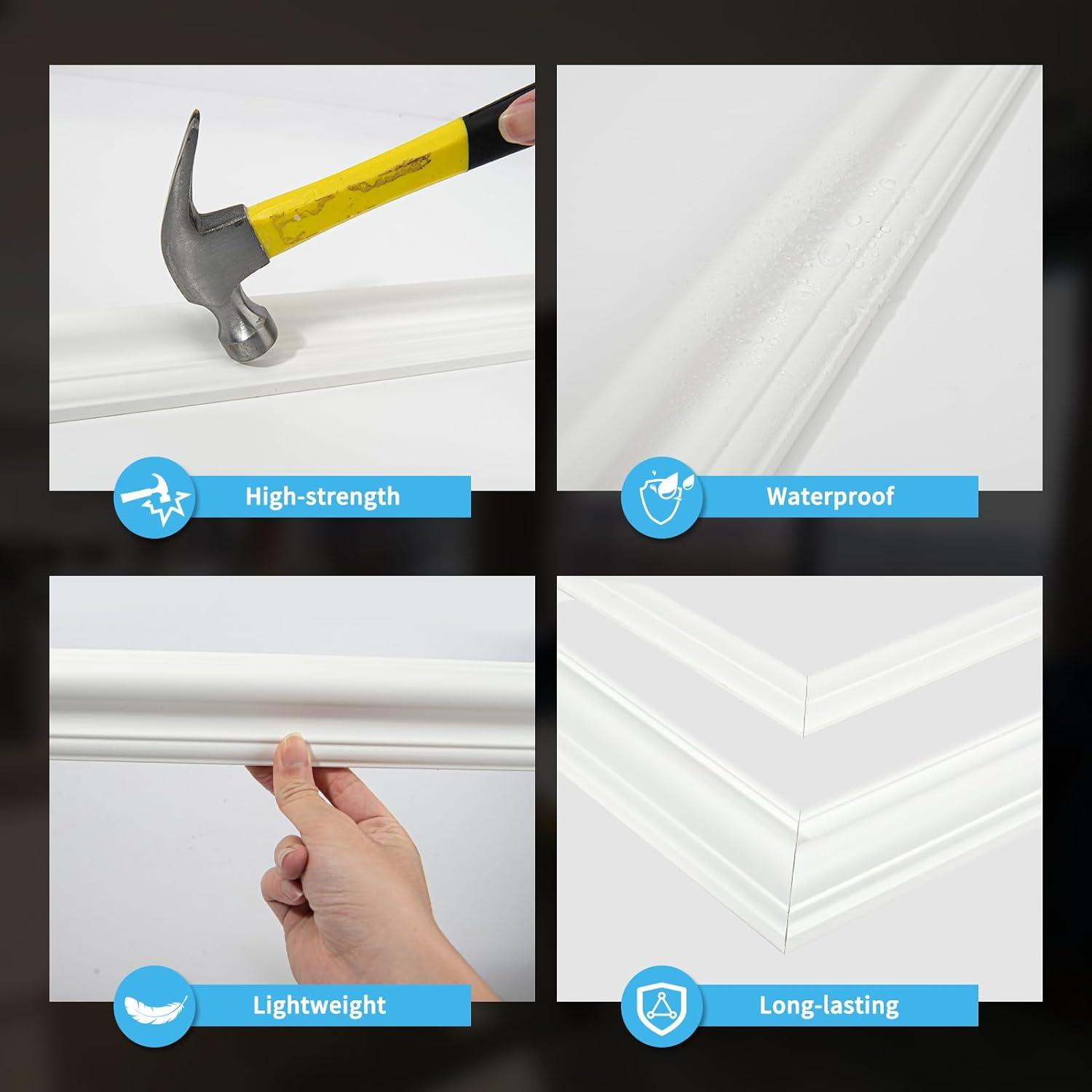 imageArt3d Premade Bilinear Frame Accent Molding Set PreCut Decorative Wainscoting Panel for Home Dcor ReadytoAssemble GlueOn Wall Trim for Living Room Bedroom Corridor 3 Whole Bilinear FrameWhite  Style 2