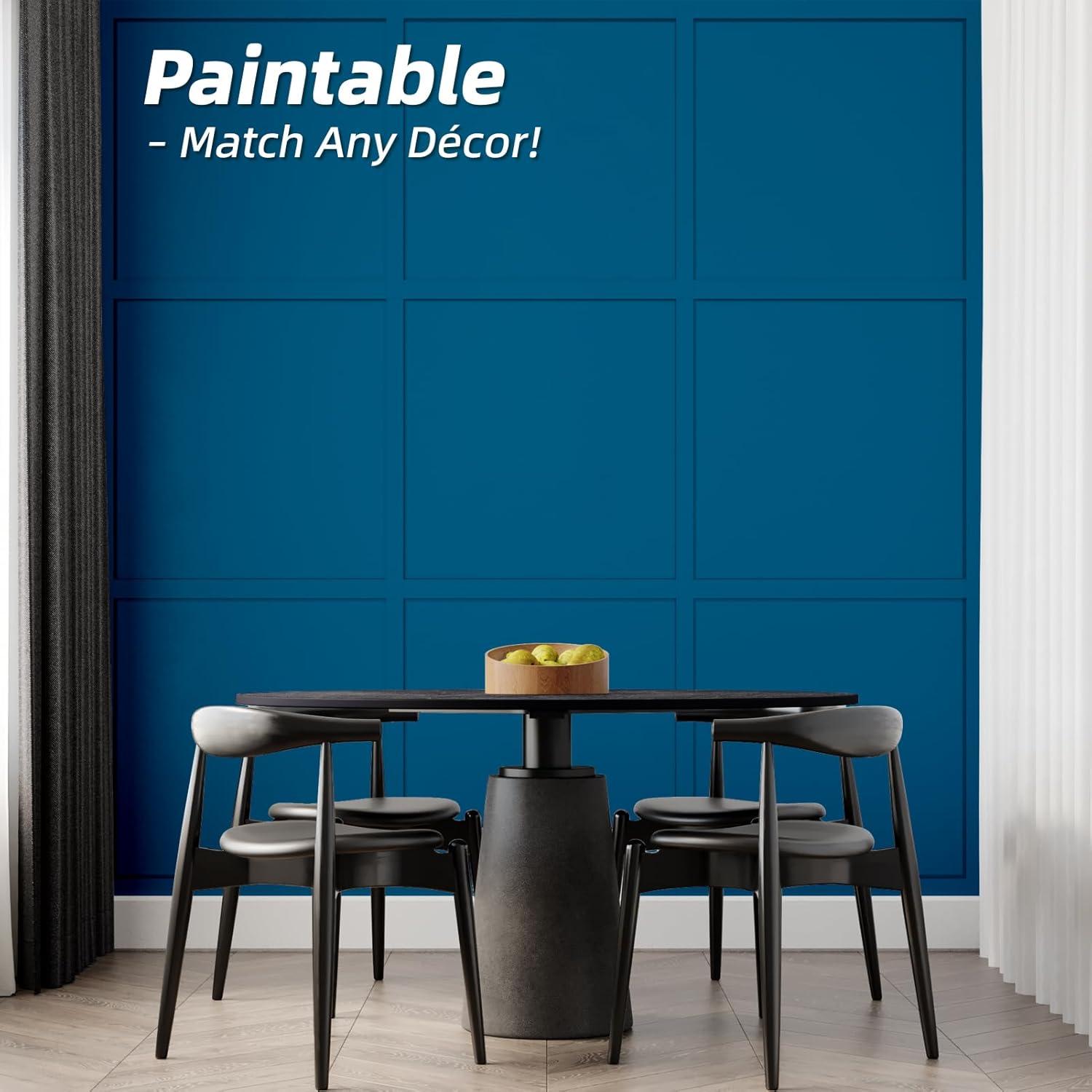 imageArt3d Premade Board and Batten Paintable Wainscoting Kit MDF Accent Wall Panel for Kitchen Bedroom Living Room Home Decor Covers 189 x 54 in Molding Trim Slat with Edge StripLog Color