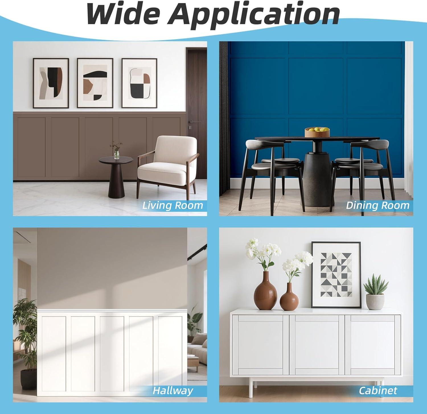 imageArt3d Premade Board and Batten Paintable Wainscoting Kit MDF Accent Wall Panel for Kitchen Bedroom Living Room Home Decor Covers 189 x 54 in Molding Trim Slat with Edge StripLog Color