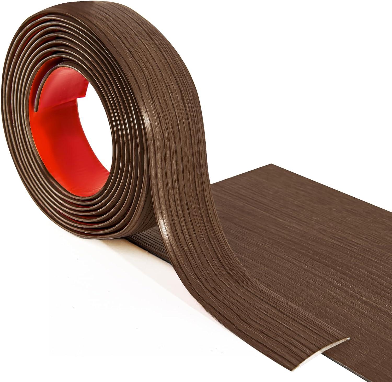 imageArt3d Self Adhesive Vinyl Floor Transition Strip Laminate Floor Strip Floor Flat Divider Strip for Joining Floor Gaps Carpet Threshold Transition Floor Tiles 10 FT 157in WhiteWashedBrown