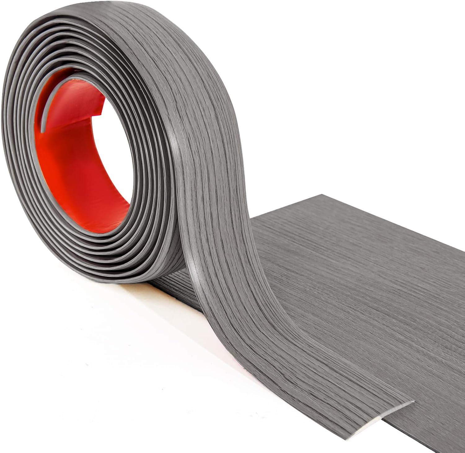imageArt3d Self Adhesive Vinyl Floor Transition Strip Laminate Floor Strip Floor Flat Divider Strip for Joining Floor Gaps Carpet Threshold Transition Floor Tiles 10 FT 157in WhiteWashedGray