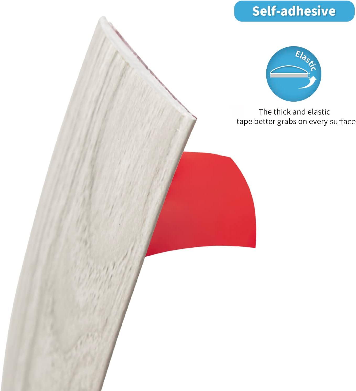 imageArt3d Self Adhesive Vinyl Floor Transition Strip Laminate Floor Strip Floor Flat Divider Strip for Joining Floor Gaps Carpet Threshold Transition Floor Tiles 10 FT 157in WhiteWashedWhitewashed