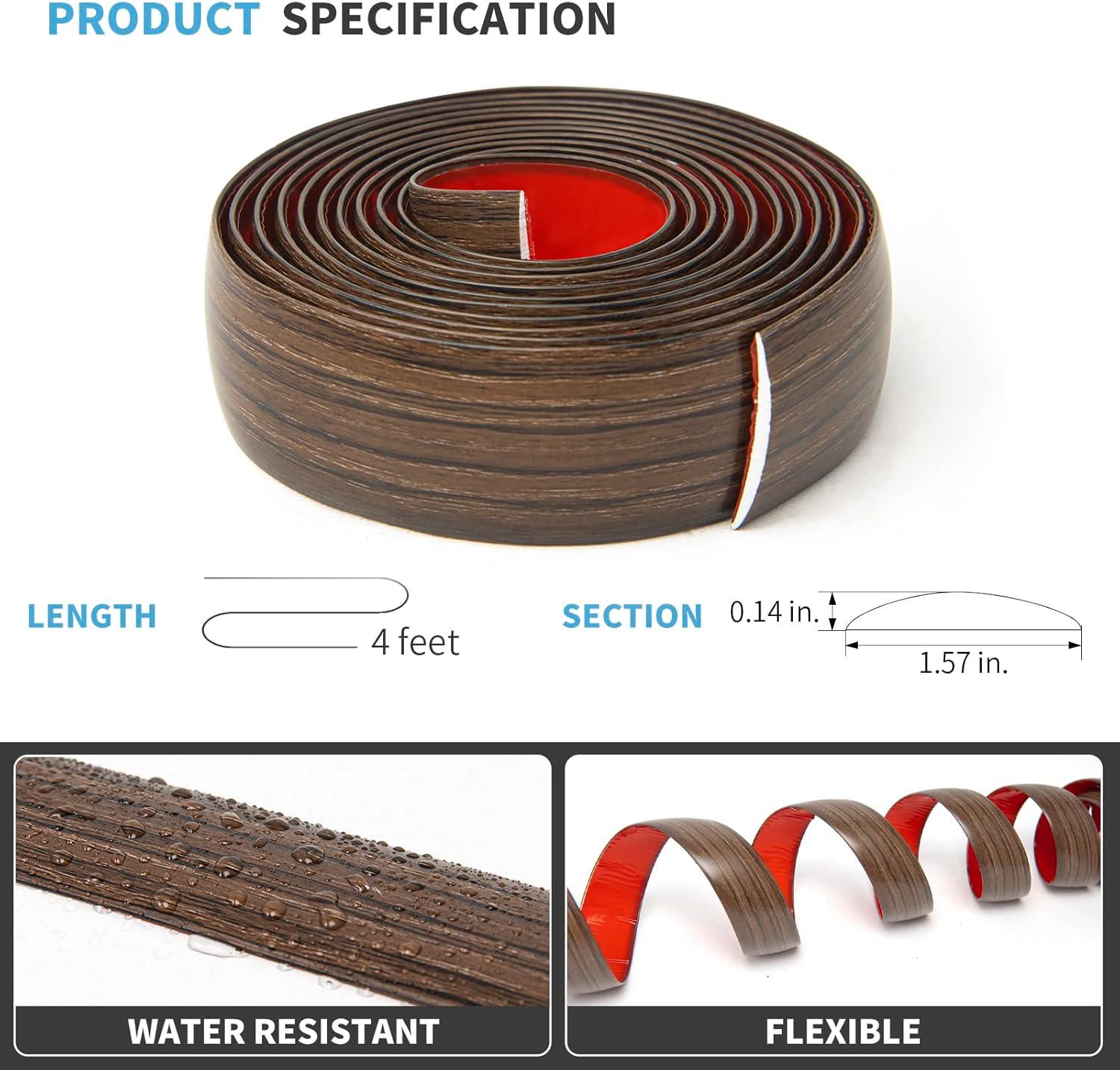 imageArt3d Self Adhesive Vinyl Floor Transition Strip Laminate Floor Strip Floor Flat Divider Strip for Joining Floor Gaps Carpet Threshold Transition Floor Tiles 10 FT 157in WhiteWashedBrown