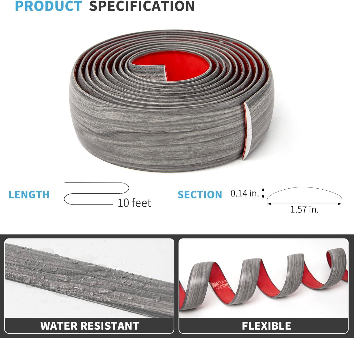 imageArt3d Self Adhesive Vinyl Floor Transition Strip Laminate Floor Strip Floor Flat Divider Strip for Joining Floor Gaps Carpet Threshold Transition Floor Tiles 10 FT 157in WhiteWashedGray