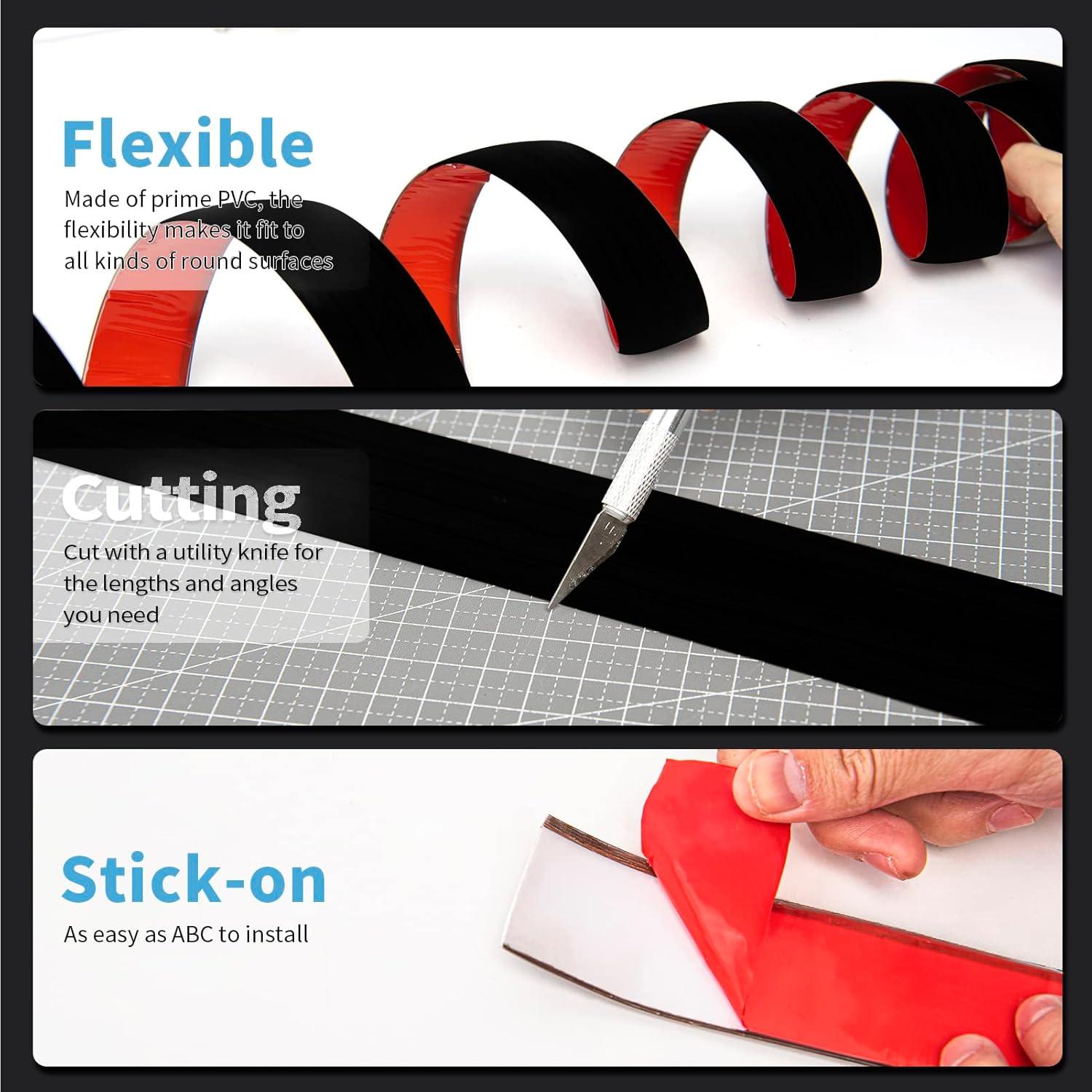 imageArt3d Self Adhesive Vinyl Floor Transition Strip Laminate Floor Strip Floor Flat Divider Strip for Joining Floor Gaps Carpet Threshold Transition Floor Tiles 10 FT 157in WhiteWashedBlack