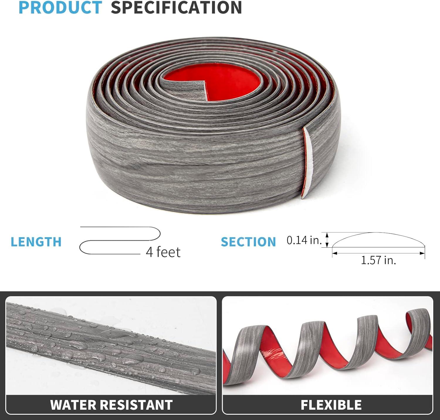 imageArt3d Self Adhesive Vinyl Floor Transition Strip Laminate Floor Strip Floor Flat Divider Strip for Joining Floor Gaps Carpet Threshold Transition Floor Tiles 10 FT 157in WhiteWashedGray