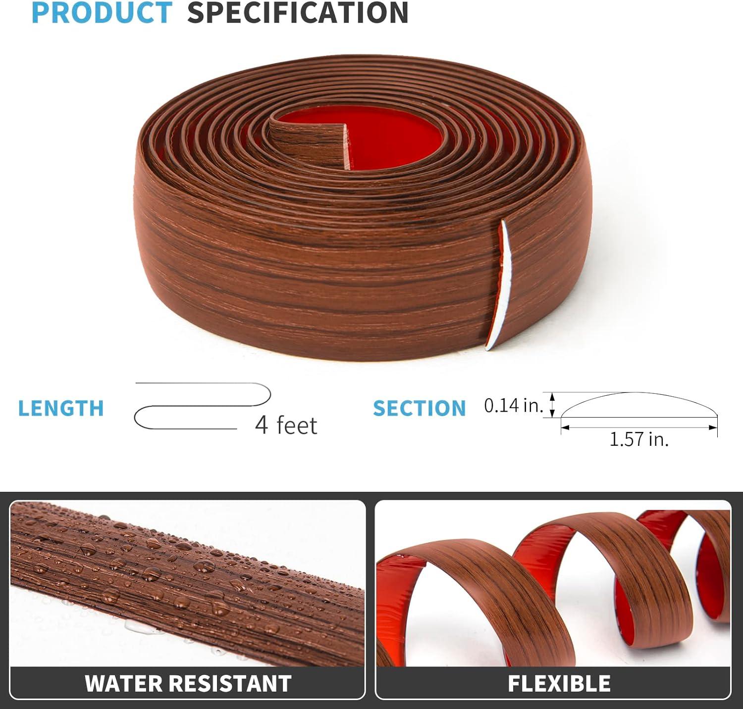 imageArt3d Self Adhesive Vinyl Floor Transition Strip Laminate Floor Strip Floor Flat Divider Strip for Joining Floor Gaps Carpet Threshold Transition Floor Tiles 10 FT 157in WhiteWashedCherry