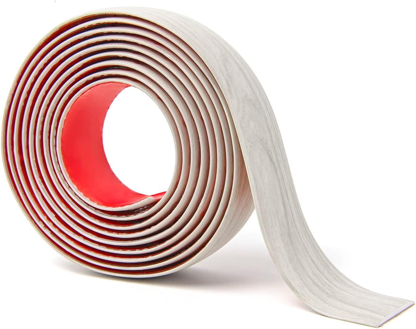 imageArt3d Self Adhesive Vinyl Floor Transition Strip Laminate Floor Strip Floor Flat Divider Strip for Joining Floor Gaps Carpet Threshold Transition Floor Tiles 10 FT 157in WhiteWashedWhitewashed
