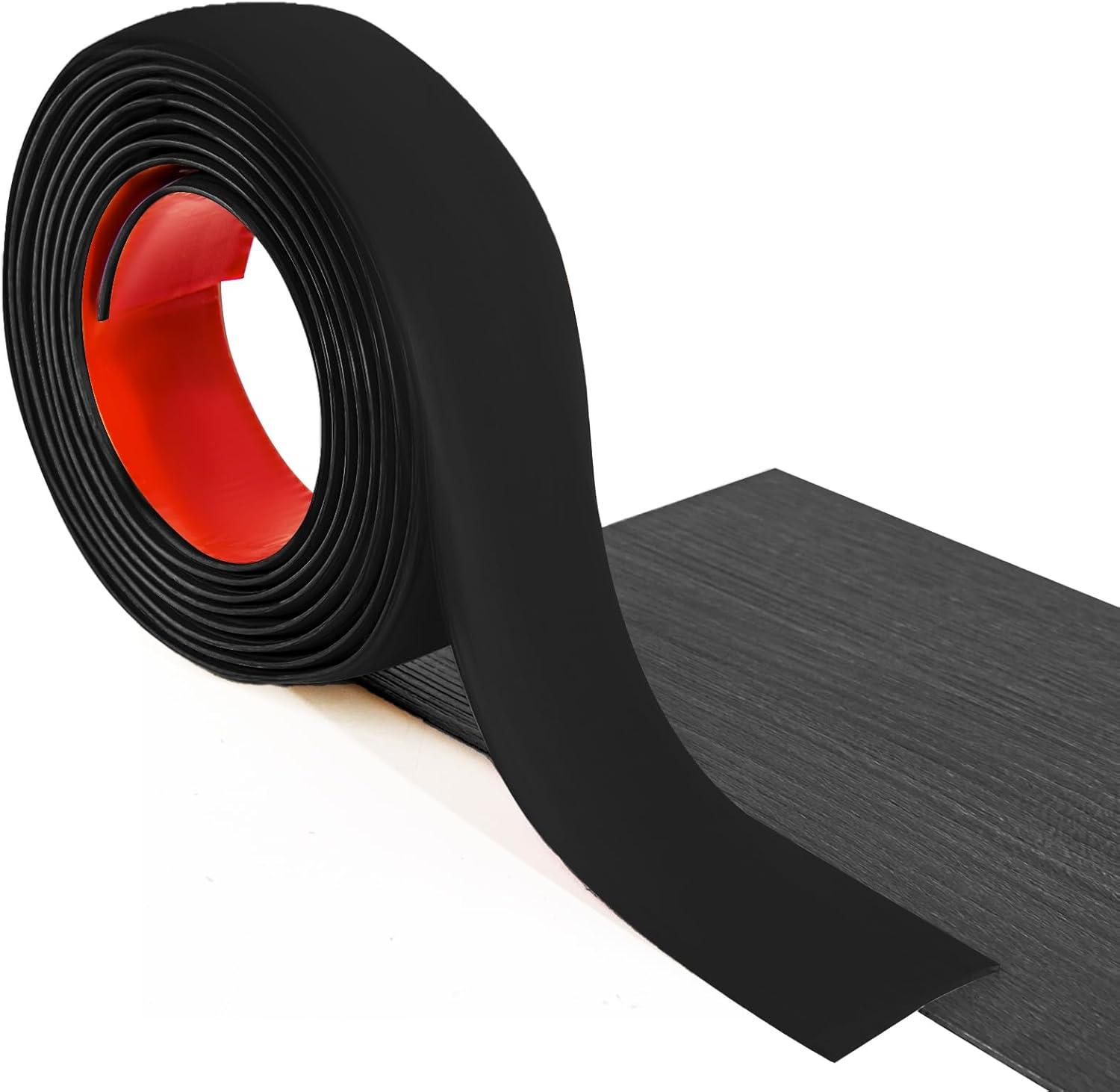 imageArt3d Self Adhesive Vinyl Floor Transition Strip Laminate Floor Strip Floor Flat Divider Strip for Joining Floor Gaps Carpet Threshold Transition Floor Tiles 10 FT 157in WhiteWashedBlack
