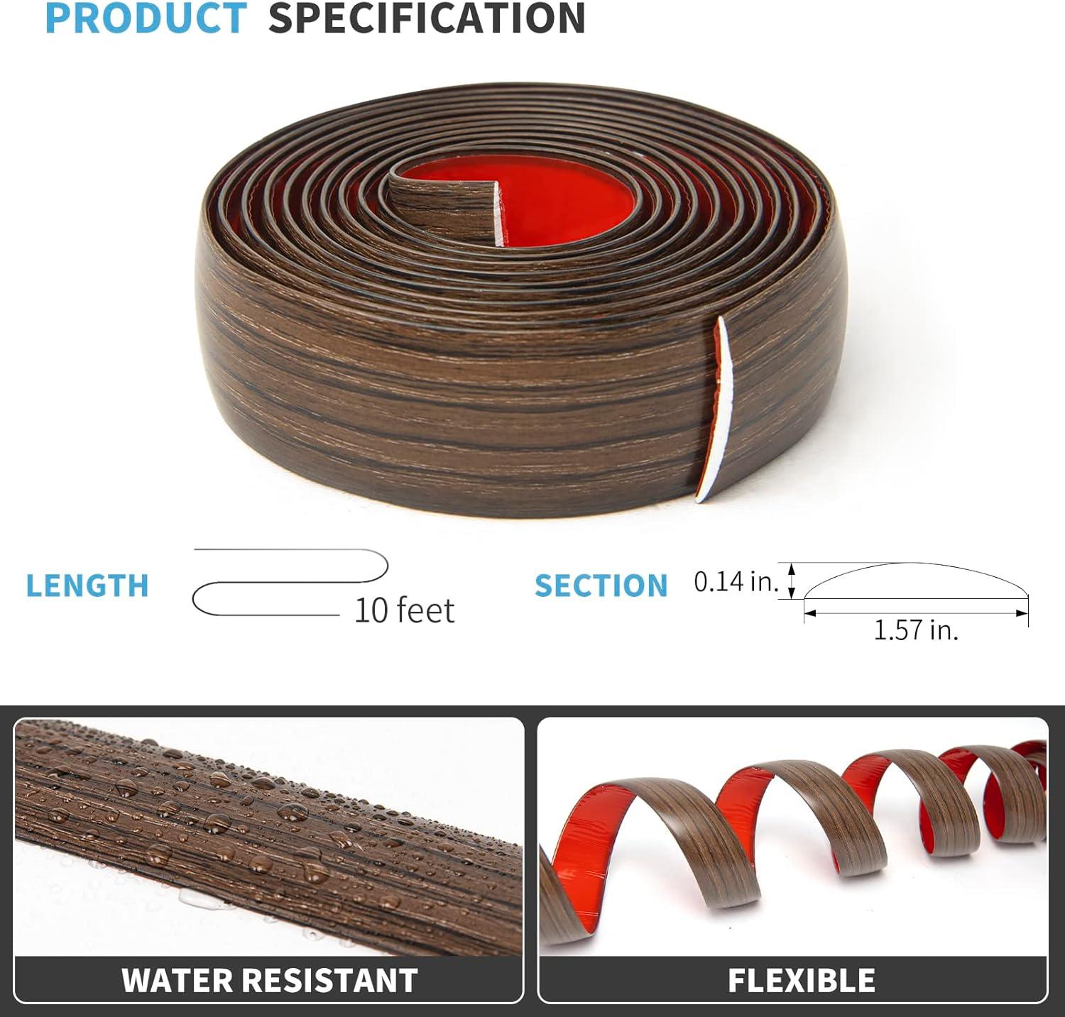 imageArt3d Self Adhesive Vinyl Floor Transition Strip Laminate Floor Strip Floor Flat Divider Strip for Joining Floor Gaps Carpet Threshold Transition Floor Tiles 10 FT 157in WhiteWashedBrown