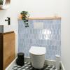 imageArt3d 10Sheet HeavyDuty Peel and Stick Backsplash SelfAdhesive Vinyl Wall Tiles for Kitchen Countertop Bathroom GreenLight Blue