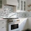 imageArt3d 10Sheet HeavyDuty Peel and Stick Backsplash Waterproof Wall Tiles Stick on Kitchen Backsplash Living Space Beige ampamp WhiteGray  Blue