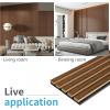 imageArt3d 4Piece Wood Slat Acoustic Panels for Stylish Decor and Noise Reduction 3D Textured Panel for Ceiling and Wall Matte BlackDark Walnut