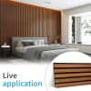 imageArt3d 4Piece Wood Slat Acoustic Panels for Stylish Decor and Noise Reduction 3D Textured Panel for Ceiling and Wall Matte BlackDark Walnut