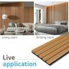imageArt3d 4Piece Wood Slat Acoustic Panels for Stylish Decor and Noise Reduction 3D Textured Panel for Ceiling and Wall Matte BlackTeak