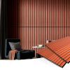 imageArt3d 4pcs107 x 8in Slat Acoustic Panel for Wall and Ceiling 3D Fluted Sound Absorbing Panel with Wood Finish OakCherry