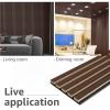 imageArt3d 4pcs107 x 8in Slat Acoustic Panel for Wall and Ceiling 3D Fluted Sound Absorbing Panel with Wood Finish OakDark Walnut