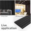 imageArt3d 4pcs107 x 8in Slat Acoustic Panel for Wall and Ceiling 3D Fluted Sound Absorbing Panel with Wood Finish OakMatte Black