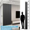 imageArt3d 4pcs107 x 8in Slat Acoustic Panel for Wall and Ceiling 3D Fluted Sound Absorbing Panel with Wood Finish OakMatte Black