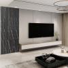 imageArt3d 8Pack 96 x 6in WPC Acoustic Slat Wall Panel for Modern Interior Decor TV Background Living Room Grey OakGranite