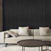 imageArt3d 8Pack 96 x 6in WPC Acoustic Slat Wall Panel for Modern Interior Decor TV Background Living Room Grey OakMatte Black