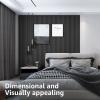 imageArt3d 8Pack 96 x 6in WPC Acoustic Slat Wall Panel for Modern Interior Decor TV Background Living Room Grey OakMatte Black