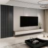 imageArt3d 8Pack 96 x 6in WPC Acoustic Slat Wall Panel for Modern Interior Decor TV Background Living Room Grey OakMatte Black