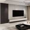 imageArt3d 8Pack 96 x 6in WPC Acoustic Slat Wall Panel for Modern Interior Decor TV Background Living Room Grey OakWalnut